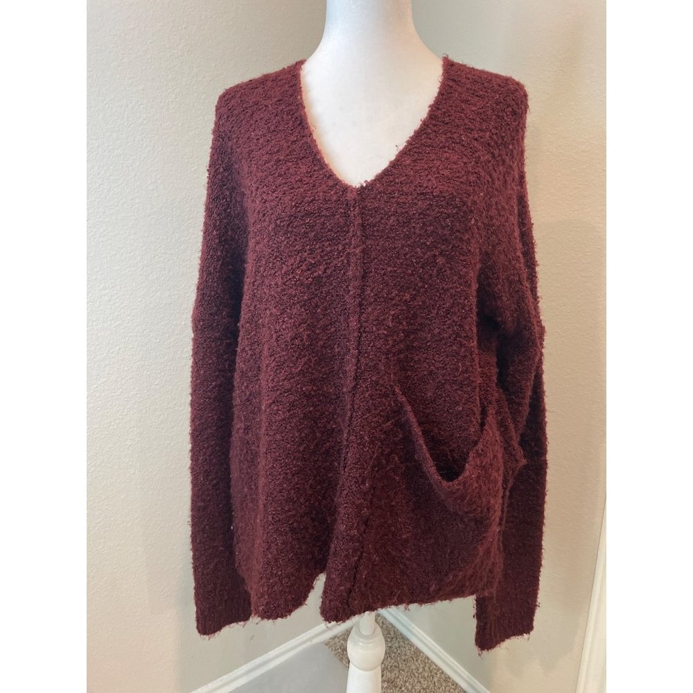 Kerisma Burgundy Popcorn Texture Side Slit Sweater
